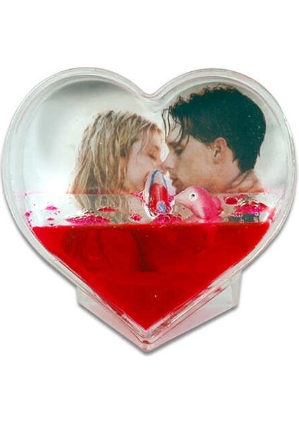 Fotoğraflı Kar Küresi Okyanus Dalga Kalpli(Kırmızı)