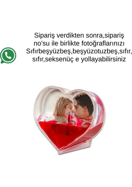 Fotoğraflı Kar Küresi Okyanus Dalga Kalpli(Kırmızı) modelleri