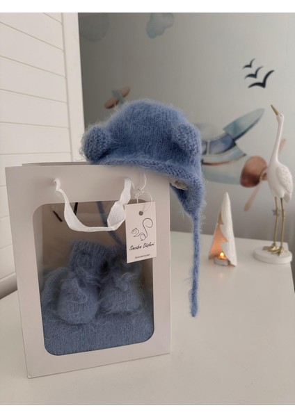 Hoşgeldin Bebek Yenidoğan Hediye Kutusu Kıyafet Seti Takımı Sepeti El Örgüsü Triko Tulum Şapka