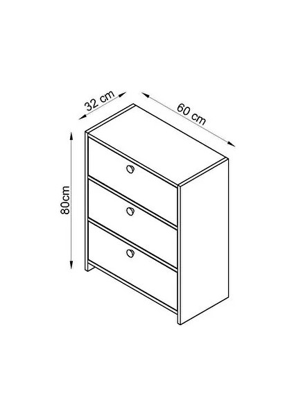Flora 3 Kapaklı Ayakkabı Dolabı (Ayakkabılık - Çok Amaçlı Dolap)