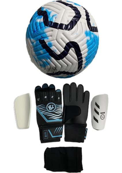 5 No Futbol Topu, Kaleci Eldiveni ve Tekmelik 3'lü Set + Pompa Hediyeli