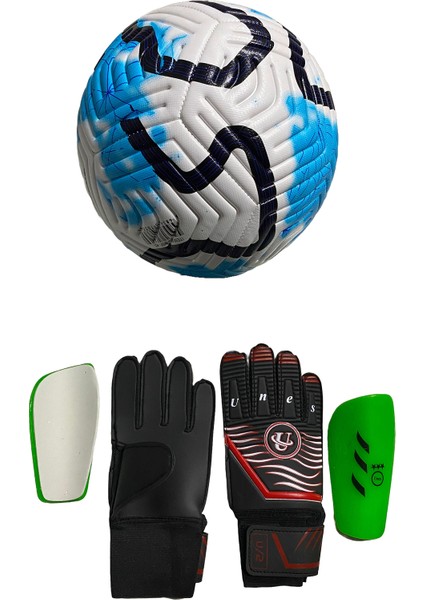 5 No Futbol Topu, Kaleci Eldiveni ve Tekmelik 3'lü Set + Pompa Hediyeli