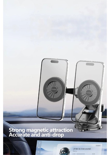 Ikili Manyetik Oynar Başlıklı Mıknatıslı Vantuzlu 360° Magsafe Araç Telefon Tutucu - Siyah fırsatları