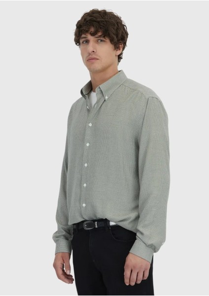 Haki Casual Fit Dokuma Casual Pamuk Karışımlı Gömlek modelleri