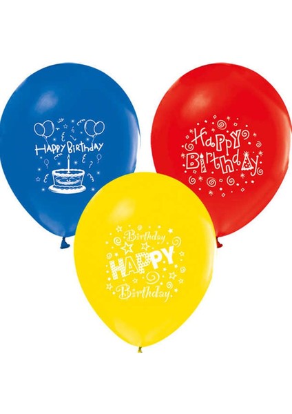 Balon 1+1 Happy Bırthday Party Baskılı 12 Incpastel 100 Lü
