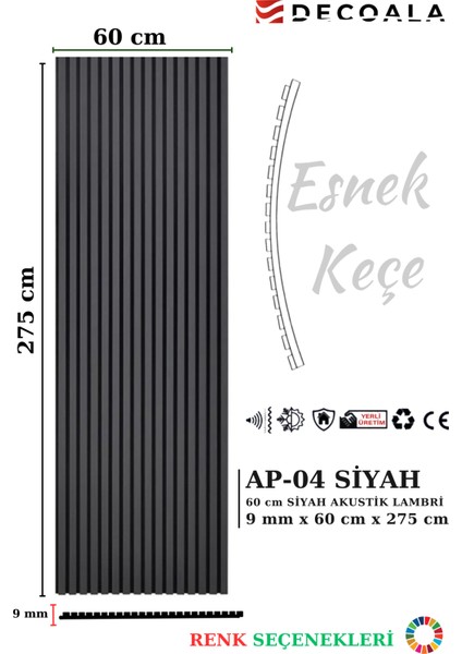 Mdf Ahşap Akustik Puvar Paneli 60X275 cm
