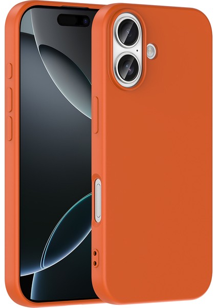 Caseworld Apple iPhone 17 ile Uyumlu Kapak Içi Kadife Lüx Lansman Silikon Kılıf - Turuncu