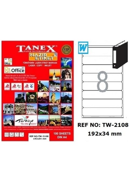 Laser Etiket 100 Yp 192X34 Laser-Copy-Inkjet TW-2108