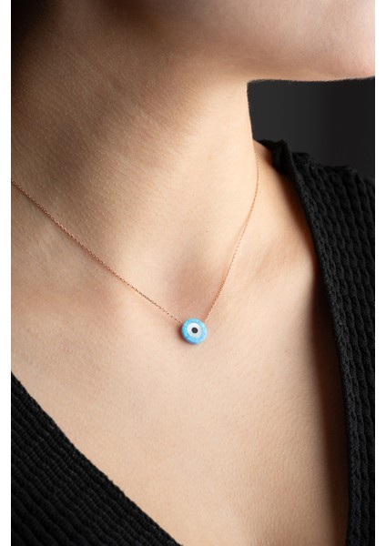 925 Ayar Gümüş Zincirli Opal Taşlı Nazar Model Kolye fiyatları