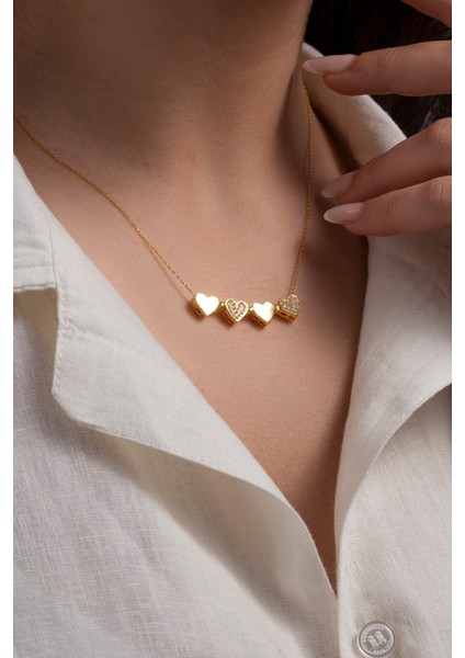 925 Ayar Gümüş Çoklu Kalpli Açılır Kapanır Mıknatıslı Yonca Kolye modelleri