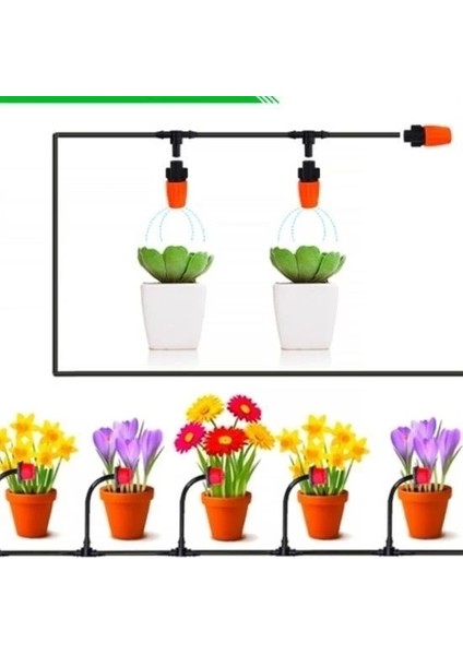 10 Metre Bahçe Damlama Sulama Sistemi Seti Hortum ve Ek Parçaları indirimleri