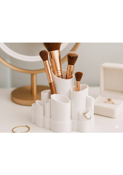 Çok Bölmeli Makyaj Fırçalık ve Kozmetik Organizer - Masaüstü Kalemlik Düzenleyici