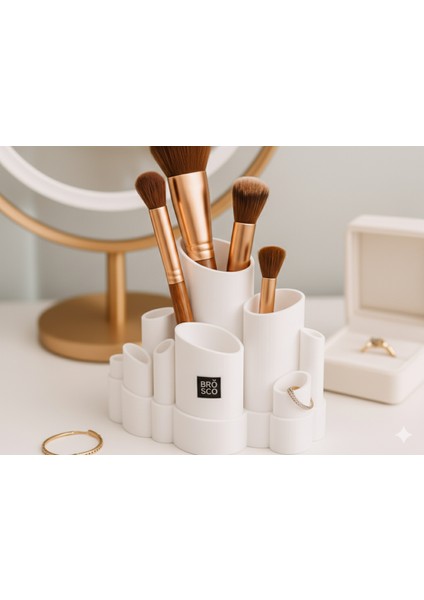 Çok Bölmeli Makyaj Fırçalık ve Kozmetik Organizer - Masaüstü Kalemlik Düzenleyici fiyatları