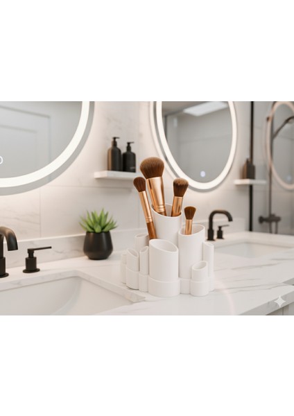 Çok Bölmeli Makyaj Fırçalık ve Kozmetik Organizer - Masaüstü Kalemlik Düzenleyici modelleri