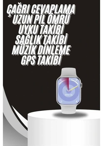 Akıllı Saat Gümüş Kasa Bluetooth Kulaklık Hediyeli Çok Fonksiyonlu Ikili Set