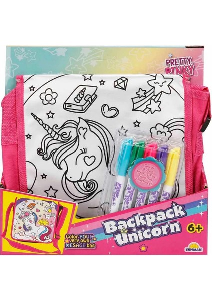 Pretty Pinky Boyanabilir Desenli Unicorn Sırt Çantası