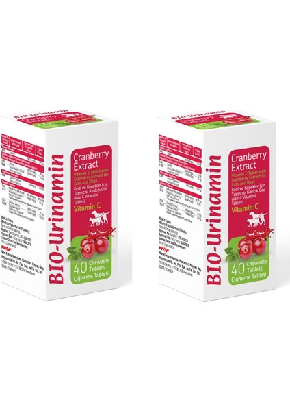 Bio Petactive Bio-Urinamin Kedi ve Köpekler Için Idrar Yolu Sağlığı 40 Tablet 12 Gr. x 2 Adet