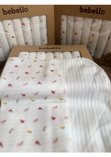 7’li Kırmızı & Sarı Gül Desenli Bebek Ağız Mendili Seti