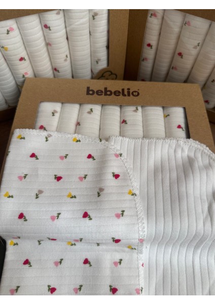 7’li Kırmızı & Sarı Gül Desenli Bebek Ağız Mendili Seti