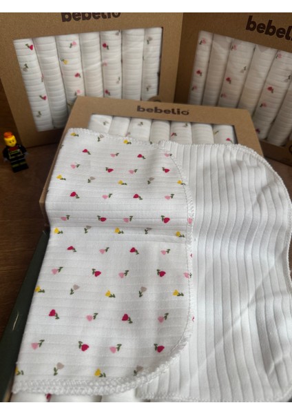 7’li Kırmızı & Sarı Gül Desenli Bebek Ağız Mendili Seti