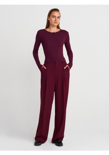 31442 Uzun Kollu Çıtçıt Düğmeli Top-Bordo fırsatları