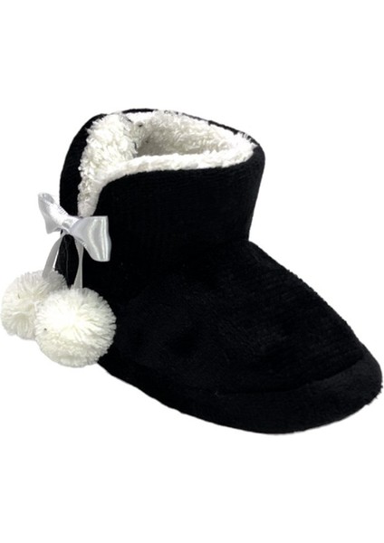 Ponponlu Bebek Panduf Ev Botu (26-35) Siyah fiyatları
