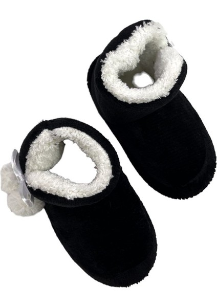 Ponponlu Bebek Panduf Ev Botu (26-35) Siyah modelleri