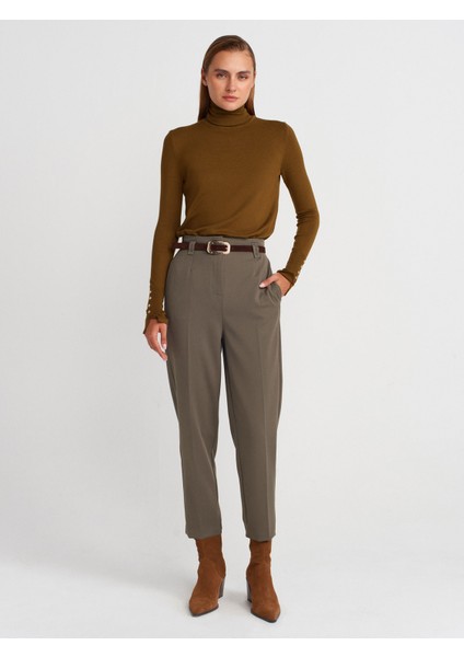 1268 Balıkçı Yaka Kolu Droplu Kazak-Yağ Yeşil fırsatları