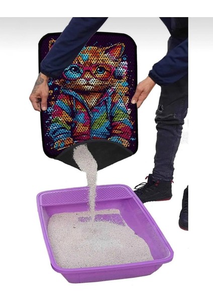 Büyük Boy Elekli Tuvalet Önü Desenli Kedi Kumu Paspası | 60X80 cm | Kum Toplayıcı Halı fiyatları