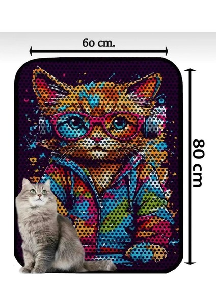 Büyük Boy Elekli Tuvalet Önü Desenli Kedi Kumu Paspası | 60X80 cm | Kum Toplayıcı Halı modelleri