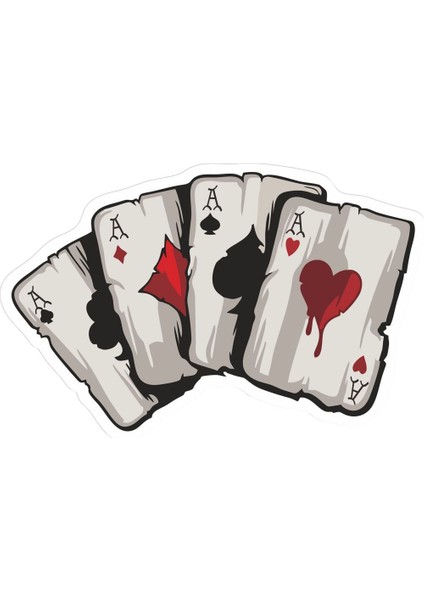 Poker Kağıdı Full As Araba, Motorsiklet, Kask, Laptop, Cam Sticker 14X9 cm