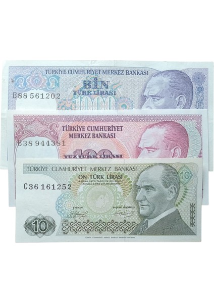 6. 7. Emisyon 3 Adet Çil Türk Lirası Kağıt Koleksiyon Para . Numismatik, Antikalar, Hobi Hediye