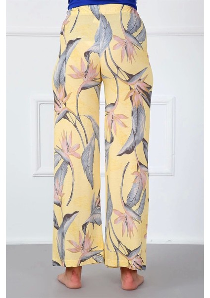 Moda Bayan Penye Bol Paça Pantolon Sarı fırsatları