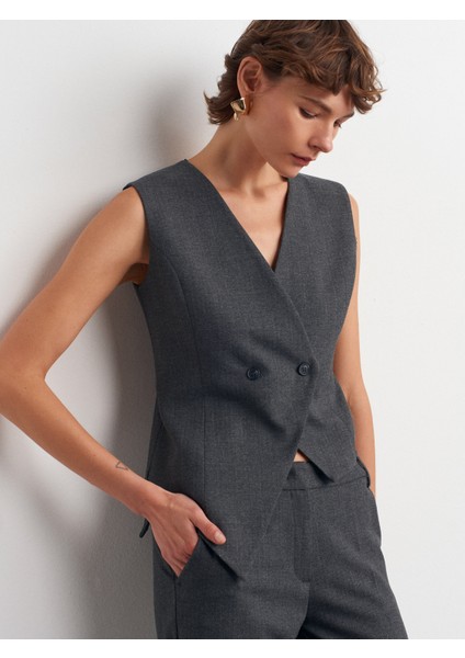 60599 Asimetrik Yelek-Antrasit