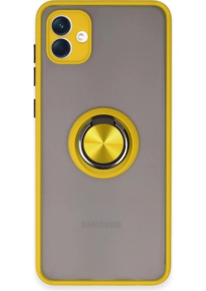 Samsung Galaxy A04 Kılıf Montreal Yüzüklü Silikon Kapak - SARI-(5796)