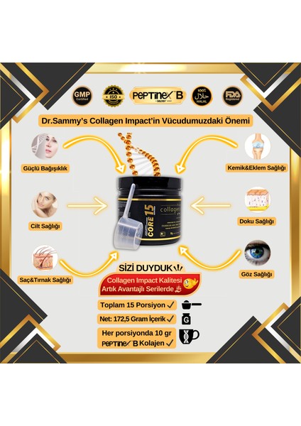 Kolajen 10.000 Mg Tip 1-3 %100 Saf Patentli Hidrolize Sığır Kolajeni, 150MG Hyaluronik Asit, 500 Mg Vitamin C, 200 Mg Glutatyon, 25MG Resveratrol, 100 Mg Elastin, Core 15 Diyet Takviyesi fiyatları