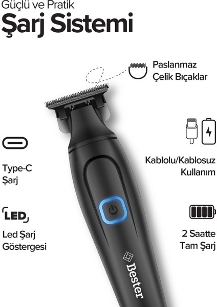 ZC4230 Profesyonel Sakal Ense Şarjlı Tıraş Makinesi - 180 Dk Kullanım, Type-C Hızlı Şarj, Hassas Kesim fırsatları