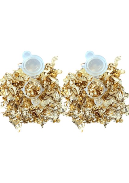 2 Adet Epoksi Altın Kırık Folyo Süsleme , Mum Süsleme, Tırnak Makyaj Süs , Altın Varak 2x- D21