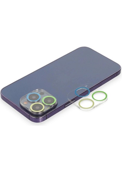 iPhone 13 Pro Max Renkli Kamera Lens Koruma Cam - YEŞIL-SARI-(5796)