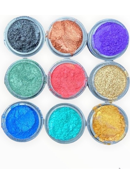 9 Adet Epoksi Mini Sedef Toz Pigment Boya Seti Epoksi Renk Pigment Boya 9X10ML