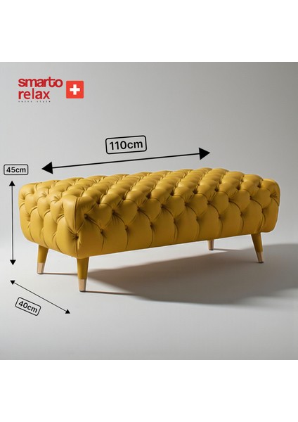 Swiss Style Puf, Babyface Kaplama, 110X45X40 Cm, Ahşap Ayaklı, Kapitone fırsatları