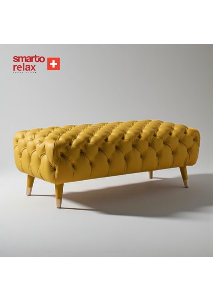 Swiss Style Puf, Babyface Kaplama, 110X45X40 Cm, Ahşap Ayaklı, Kapitone modelleri