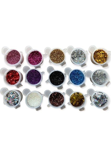 15 Adet Tırnak Süsleme Seti Kalıcı Oje Tırnak Sim Glitter Sim Glitter, Takma Tırnak Epoksi Reçine A6