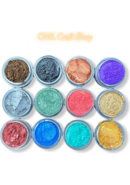 Epoksi Reçine Mini Sedef Toz Pigment Boya Seti , Epoksi Renk Pigment Set 12 Adet x 10ML