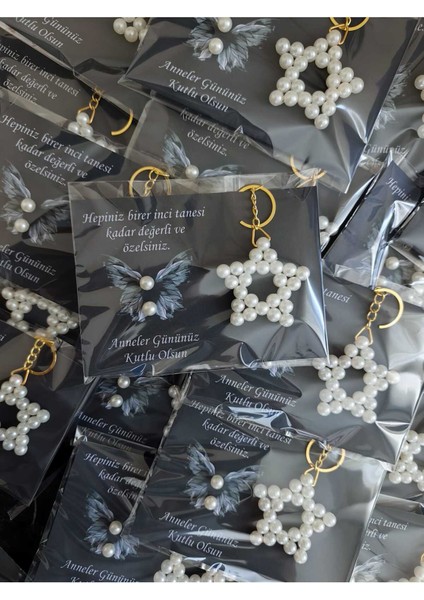 15 Adet Anneler Günü Inci Küpe ve Anahtarlık