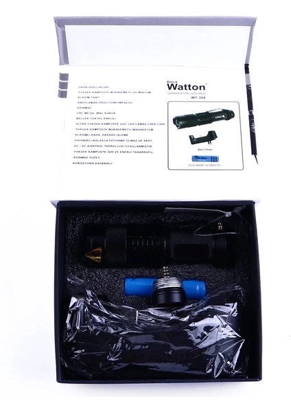 Mini Güçlü Şarjlı Pilli El Feneri WT-304