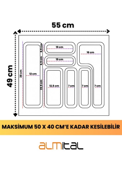 55X49 Cm_antrasit Plastik Mikro Kabartama Desenli Kaşıklık