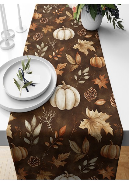 Sonbahar Serisi 140X40 cm Dijital Baskılı Runner (Halloween Autumn)
