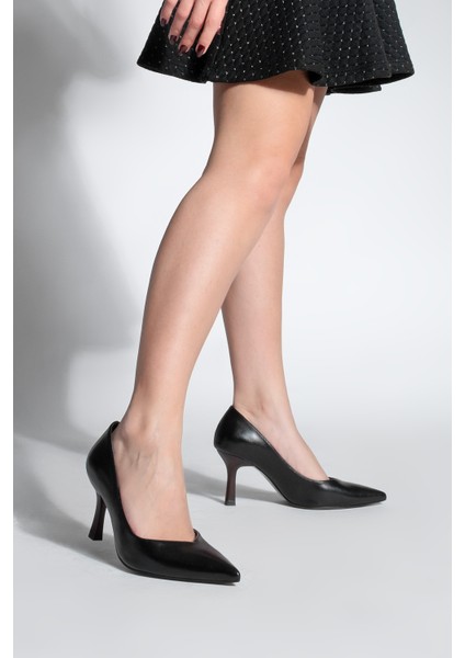 Kadın Stiletto Sivri Burun Ahşap Desen Ökçe Topuklu Ayakkabı Arset fırsatları