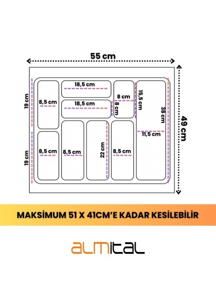 55x49 Cm. Beyaz Kaşıklık Ve Kepçelik 2'li Set (51X41 CM'E KADAR KESİLEBİLİR) modelleri